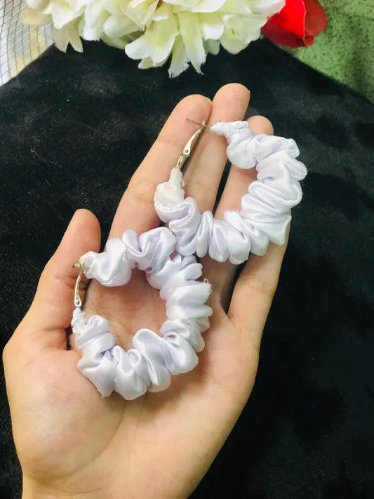 Satin Scrunchie Hoop Earrings