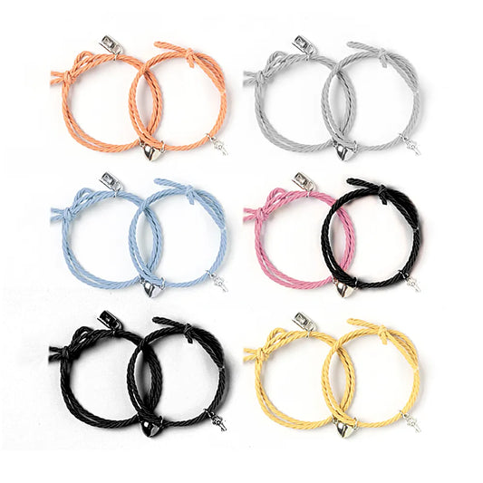 Rubber Cord Key Lock Love Magnetic Bracelet