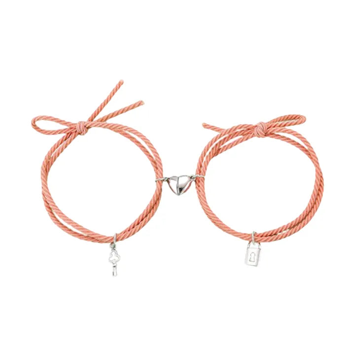 Rubber Cord Key Lock Love Magnetic Bracelet
