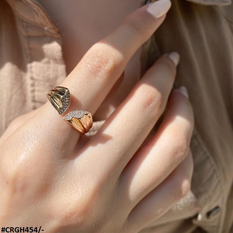 Golden Butterfly Adjustable Ring with Zircon