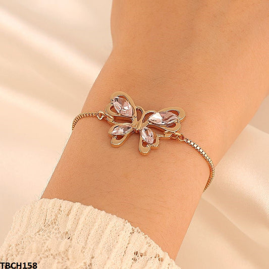 Golden Plated Butterfly Box Chain Adjustable Hand Bracelet